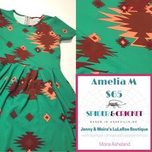 LuLaRoe M Amelia Dress, BNWT, Green Aztec
